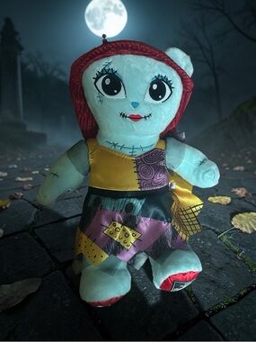 Build-A-Bear Sally Patchwork Plush - Blue with Red Hair & Multi-Color Dress